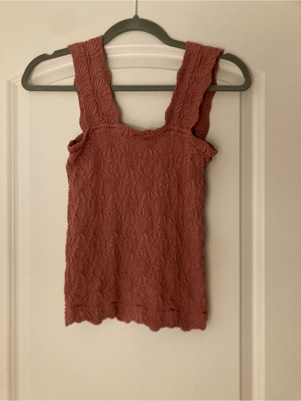 Textured Square-Neck Tank Top in Dusty Rose